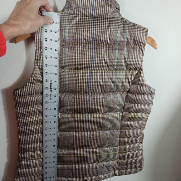 LANDS' END Classic Brown Plaid Puffer Vest, 75 Down/25 Feathers Fill Size Small - Picture 14 of 16